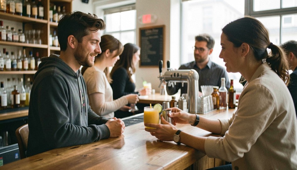An editorial scene for How to order a mocktail at a bar